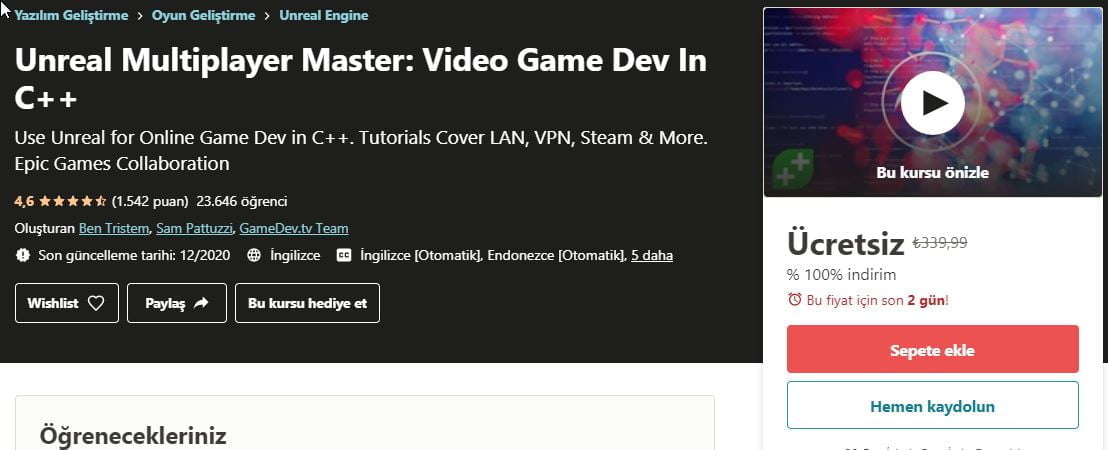 Unreal Multiplayer Master: Video Game Dev In C++ free udemy course coupon | Udemy Ücretsiz Unreal Multiplayer Master: C ++ 'da Video Oyunu Geliştirme kursu kuponu https://huglero.com