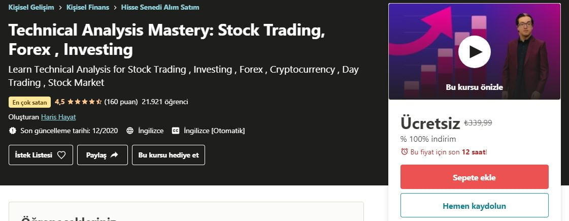 100 free udemy Technical Analysis Mastery: Stock Trading, Forex , Investing course coupon | 