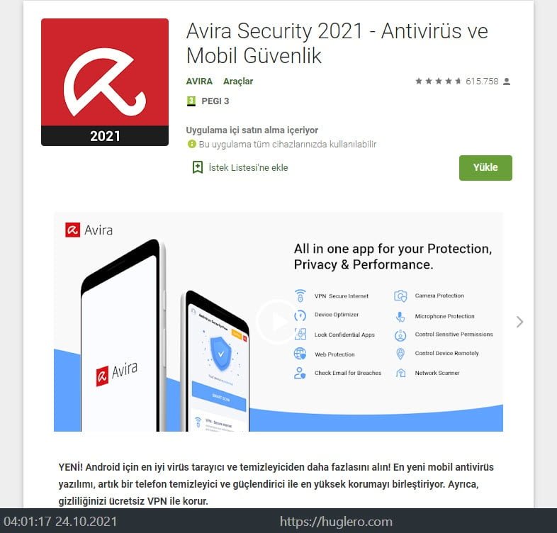4. Avira Security Antivirüs ve Mobil Güvenlik https://huglero.com