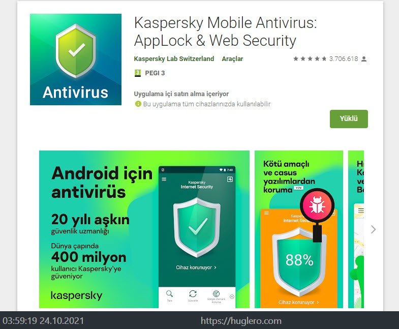 2. Kaspersky Mobil Antivirüs https://huglero.com