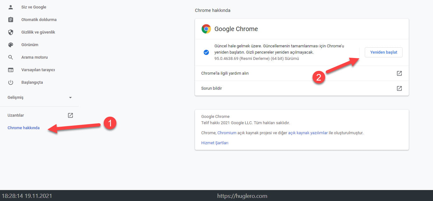 Google Chrome güncelleme https://huglero.com